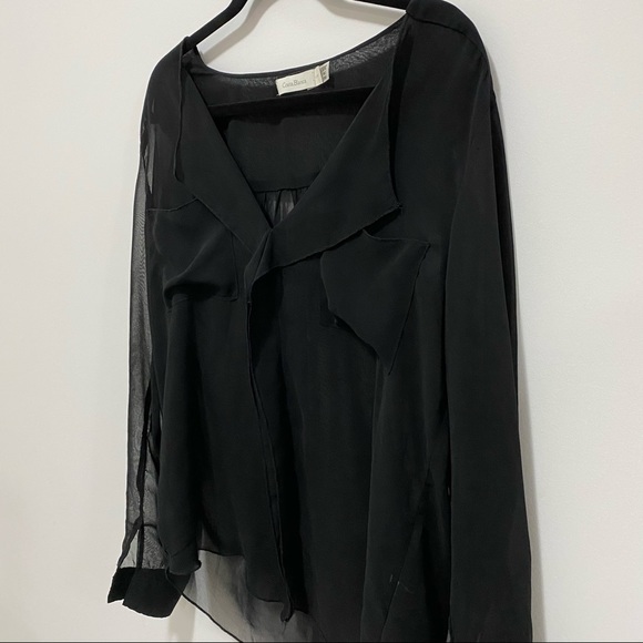 🛍3/$45 Costa Blanca Sheer Black Blouse - Picture 3 of 6